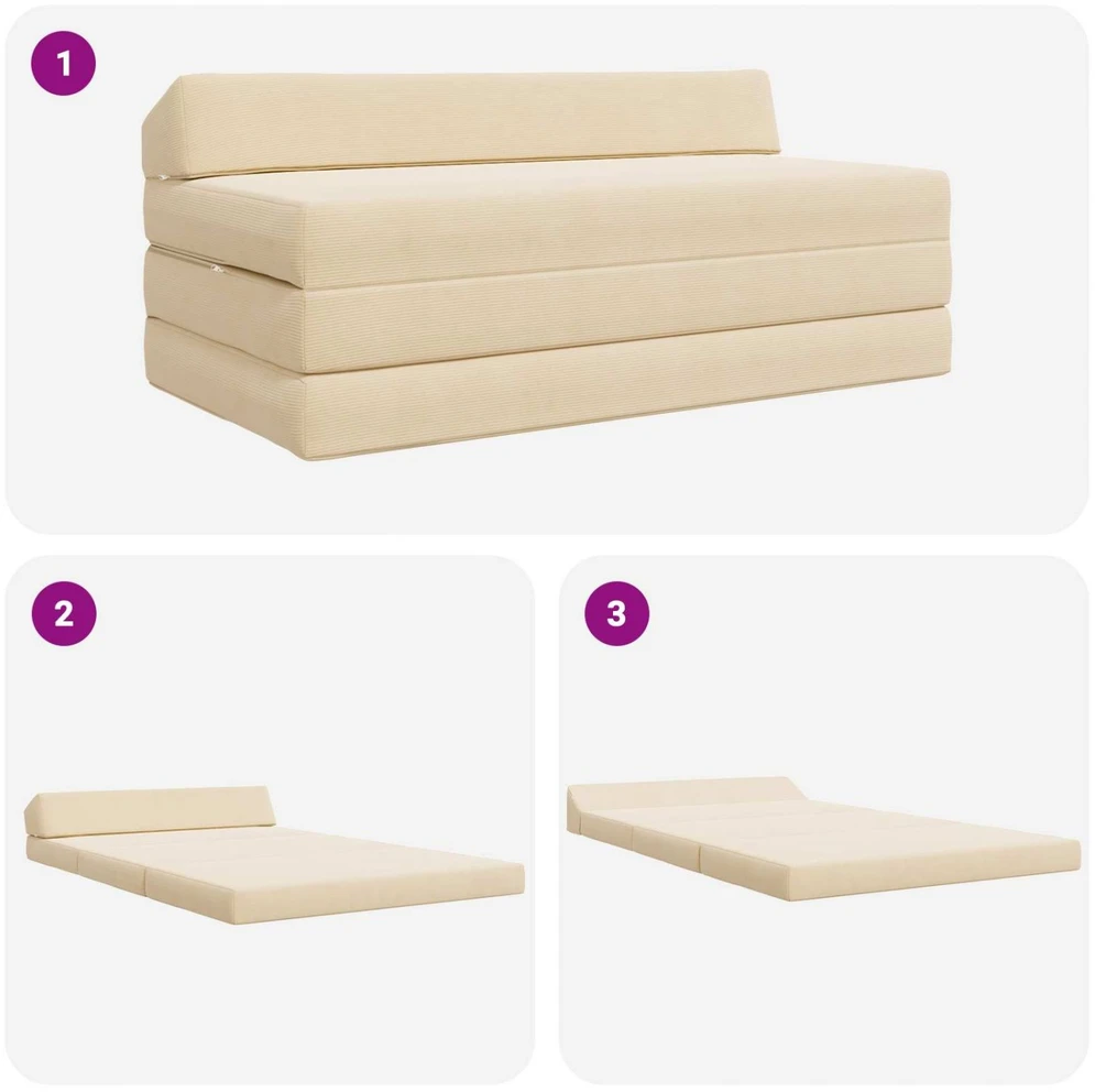 Sofa Sulankstomas Sofos Lova Kreminė 120 x 60 x 49 cm Audinys
