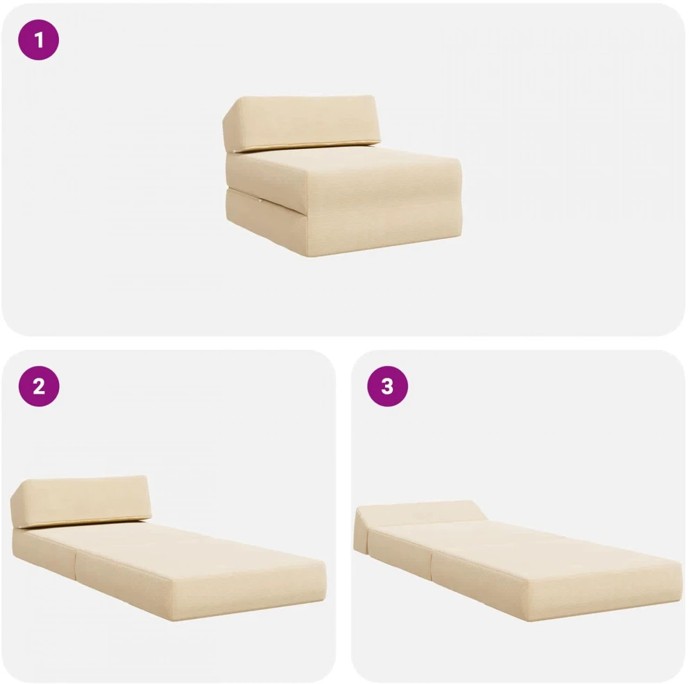 Sofa Sulankstomas Sofos Lova Kreminė 60 x 70 x 41 cm Audinys