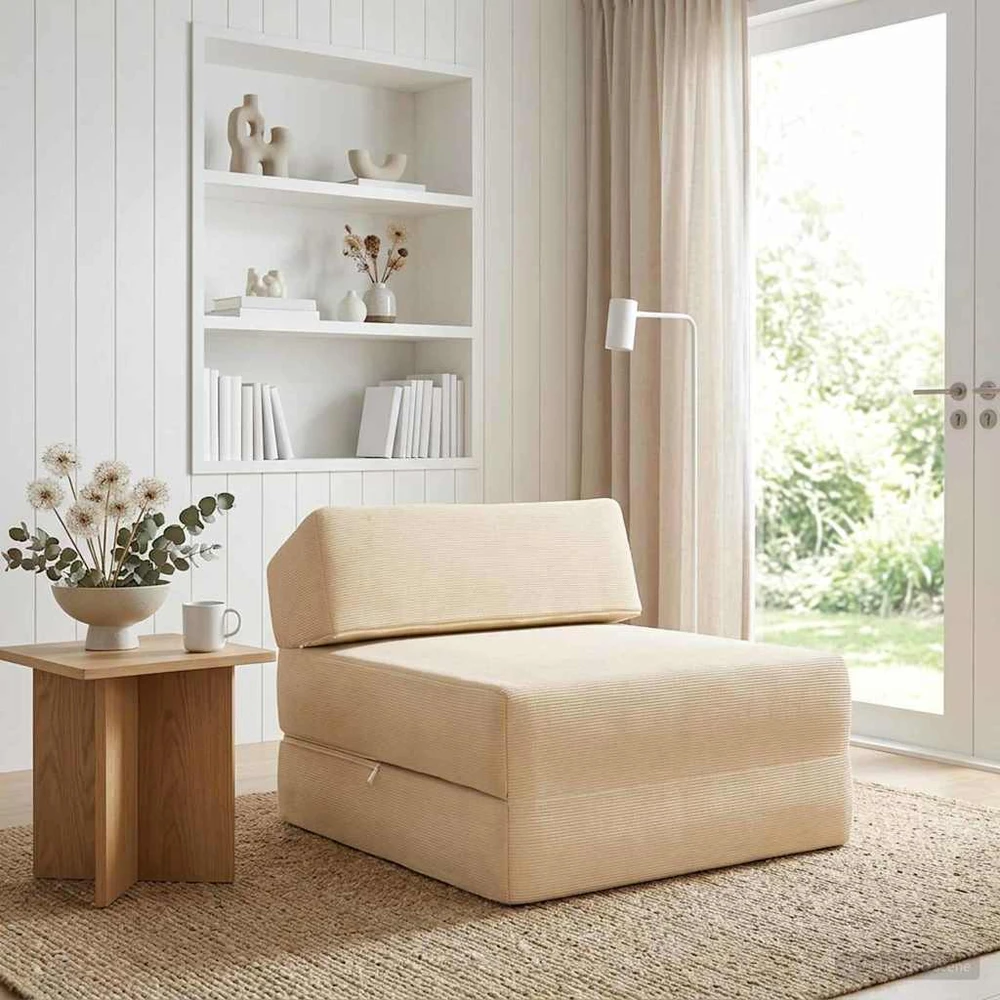 Sofa Sulankstomas Sofos Lova Kreminė 60 x 70 x 41 cm Audinys
