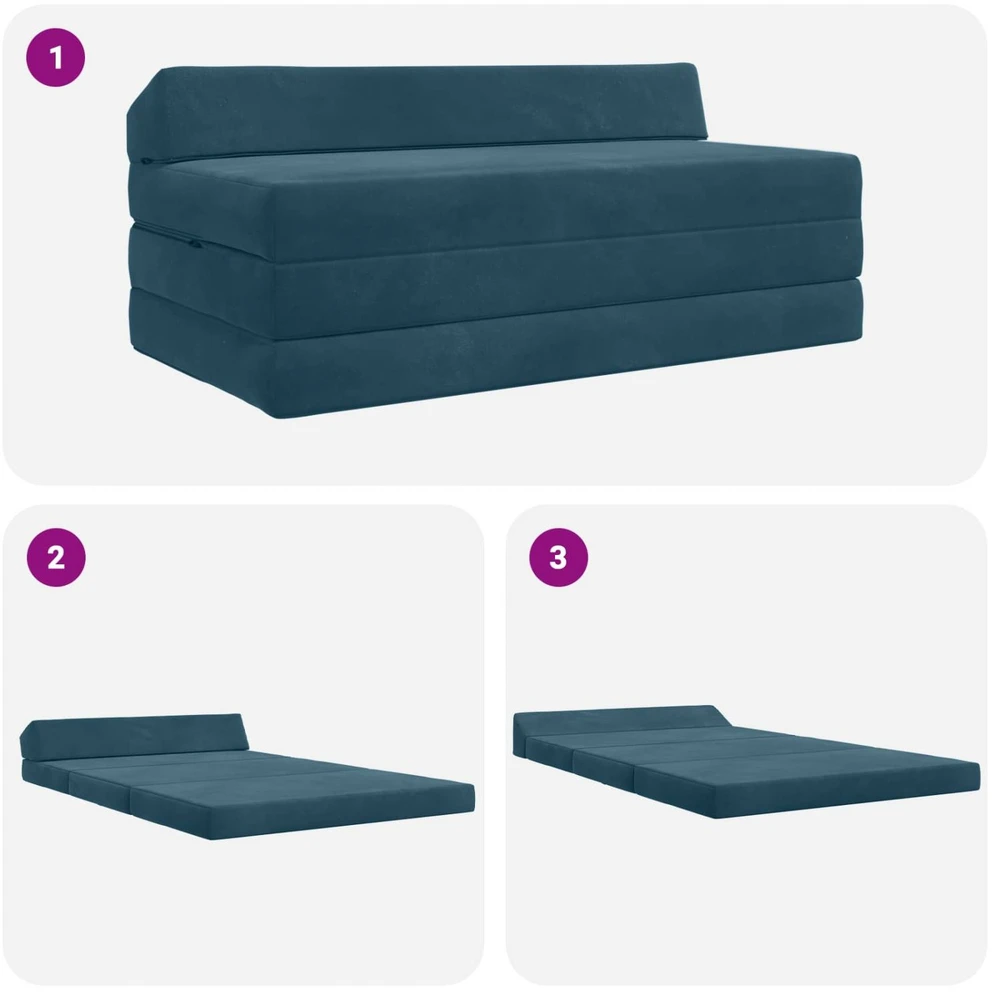 Sofa Sulankstomas Sofos Lova Mėlyna 120 x 60 x 49 cm Audinys