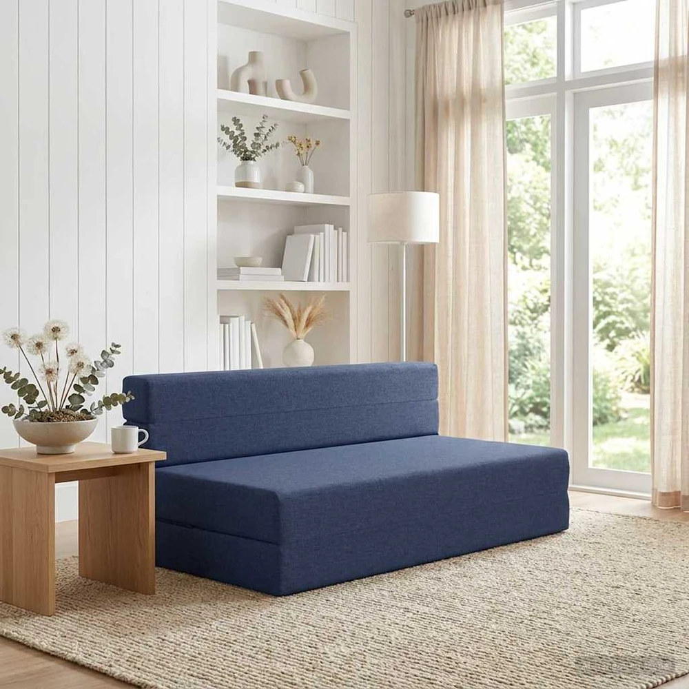 Sofa Sulankstomas Sofos Lova Mėlyna 152 x 86,5 x 60 cm Audinys