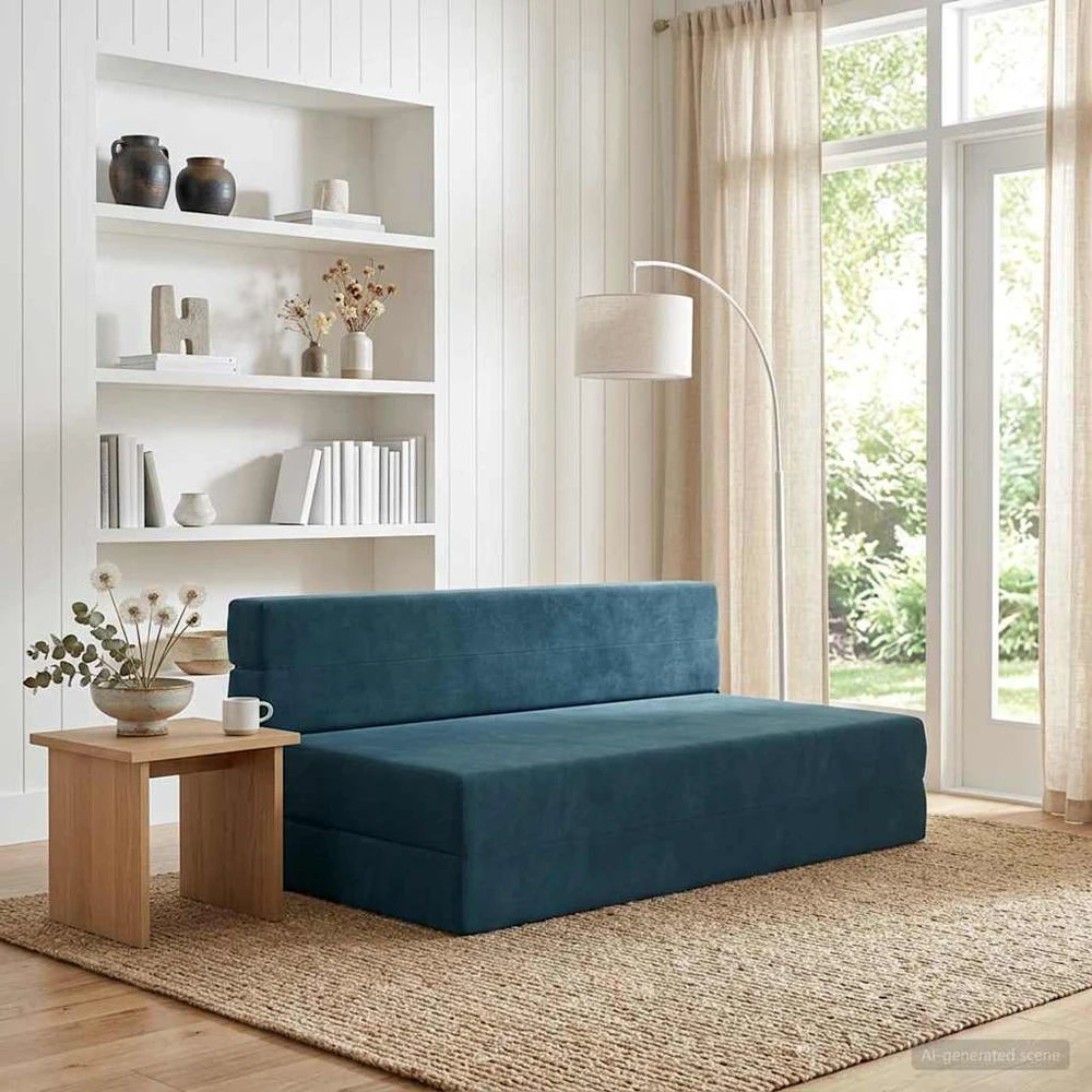 Sofa Sulankstomas Sofos Lova Mėlyna 152 x 86,5 x 60 cm Audinys