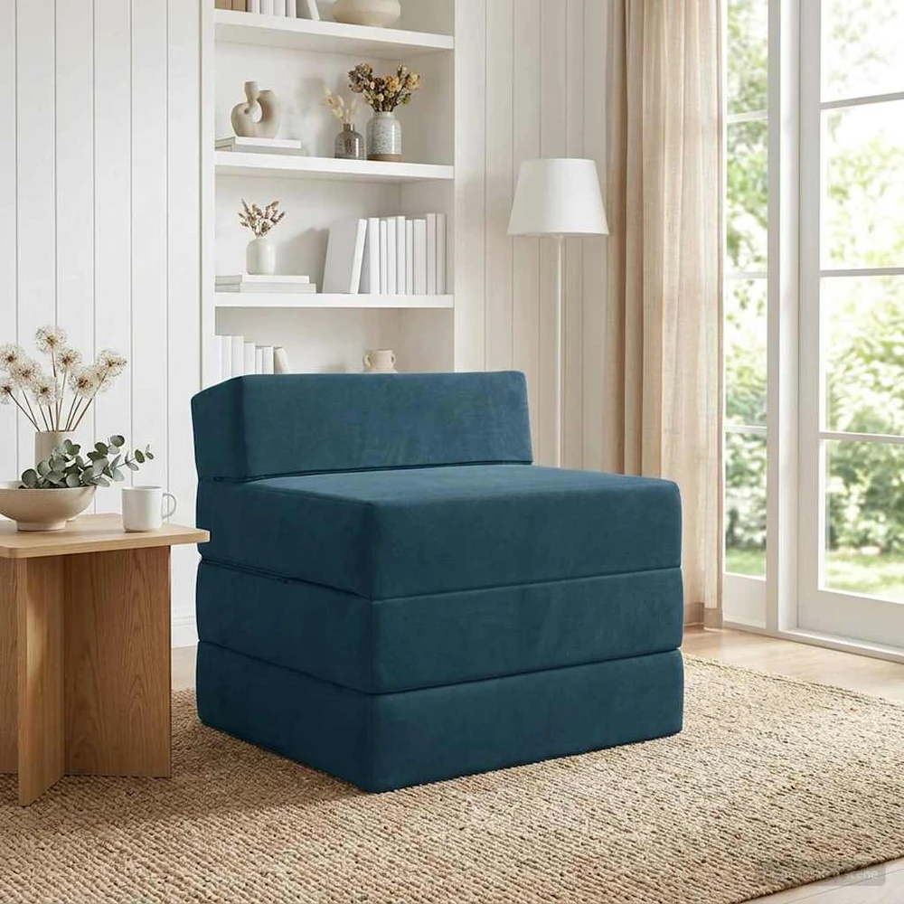 Sofa Sulankstomas Sofos Lova Mėlyna 200 x 70 x 15 cm Aksomas