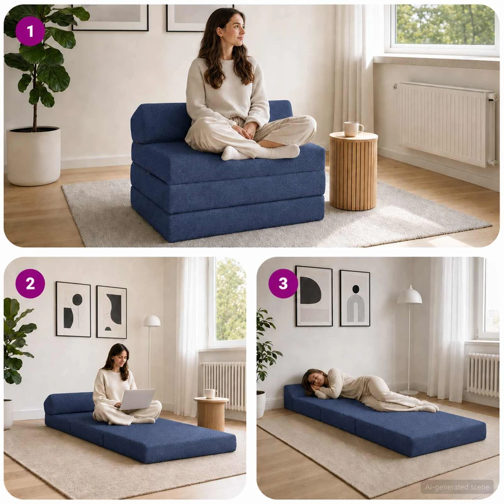 Sofa Sulankstomas Sofos Lova Mėlyna 70 x 60 x 49 cm Audinys