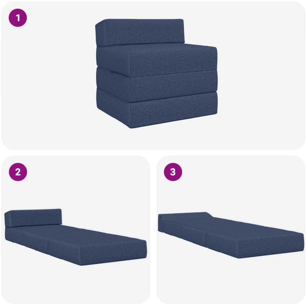 Sofa Sulankstomas Sofos Lova Mėlyna 200 x 70 x 10 cm Audinys
