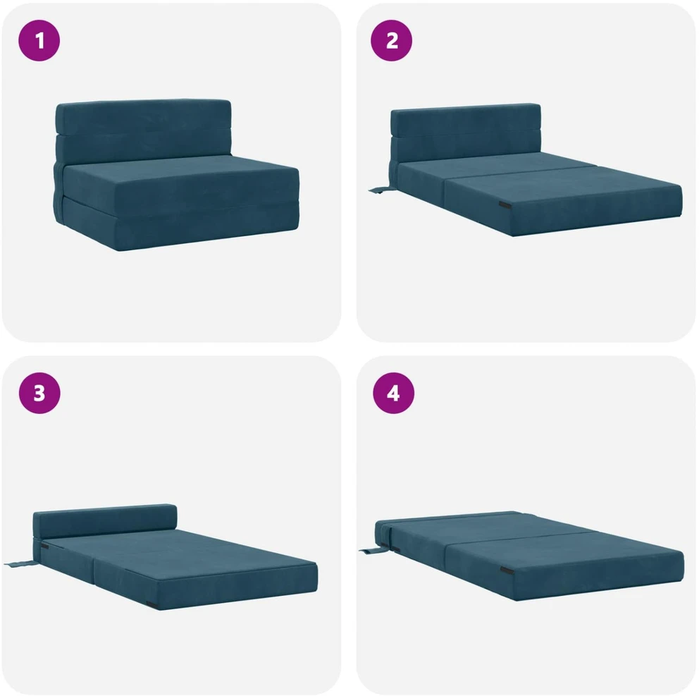 Sofa Sulankstomas Sofos Lova Mėlyna 70 x 72 x 60 cm Audinys