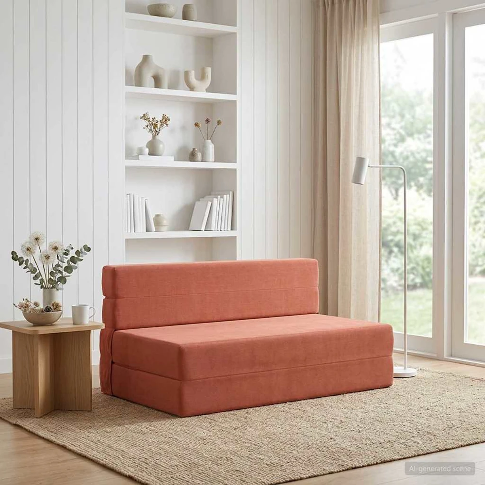 Sofa Sulankstomas Sofos Lova Raudona oranžinė 152 x 86,5 x 60 cm