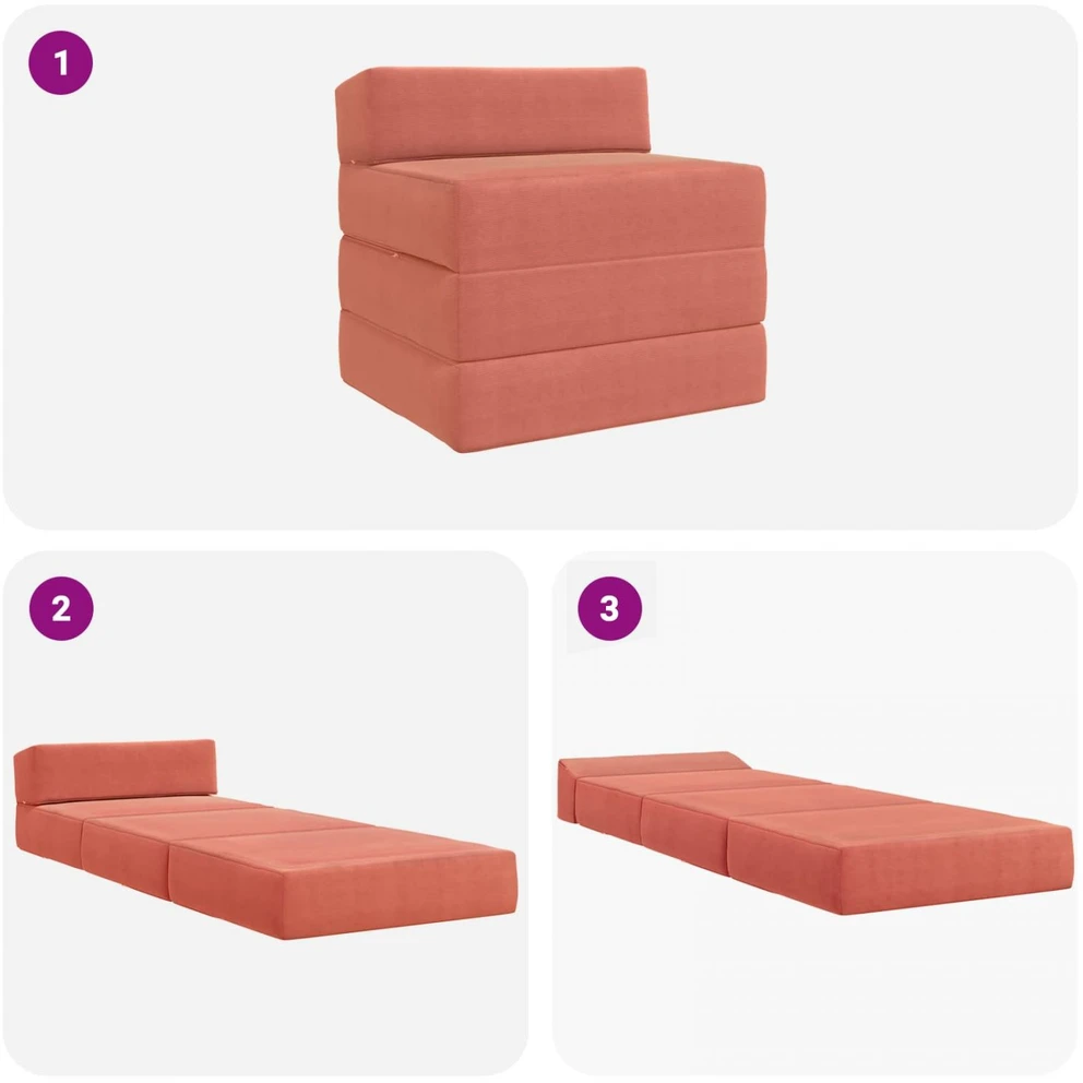 Sofa Sulankstomas Sofos Lova Raudona oranžinė 200 x 70 x 15 cm