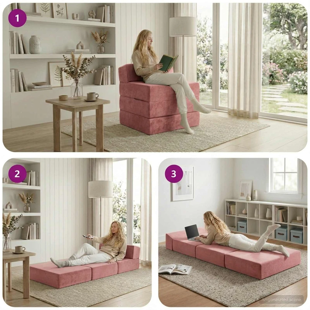 Sofa Sulankstomas Sofos Lova Rožinė 70 x 60 x 63 cm Aksomas