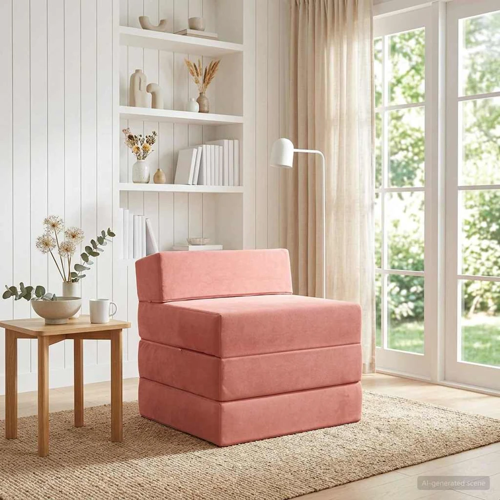 Sofa Sulankstomas Sofos Lova Rožinė 200 x 70 x 15 cm Aksomas