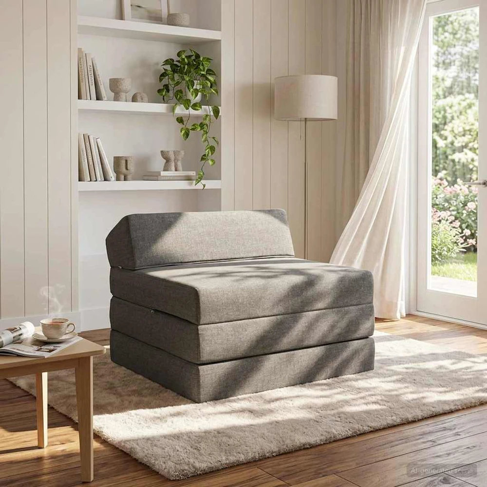 Sofa Sulankstomas Sofos Lova Šviesiai pilka 200 x 70 x 10 cm Audinys