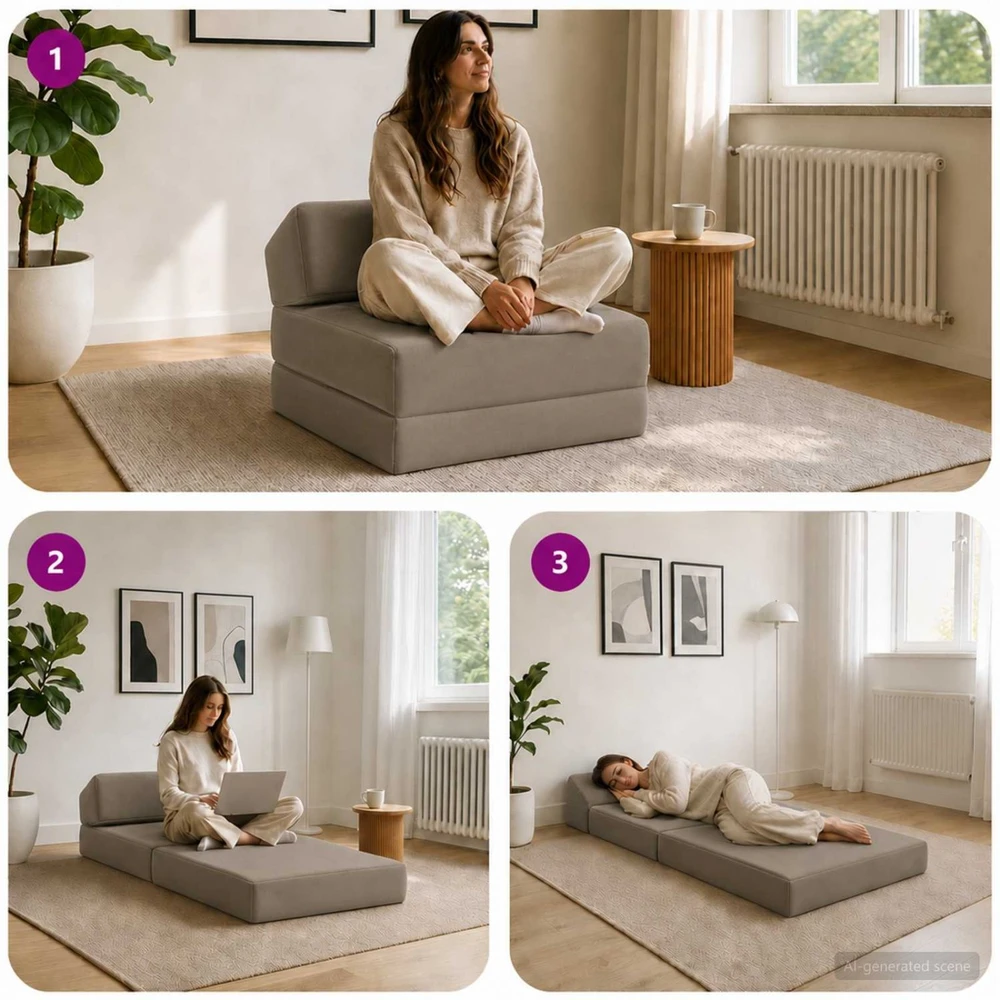 Sofa Sulankstomas Sofos Lova Šviesiai pilka 60 x 70 x 41 cm Audinys