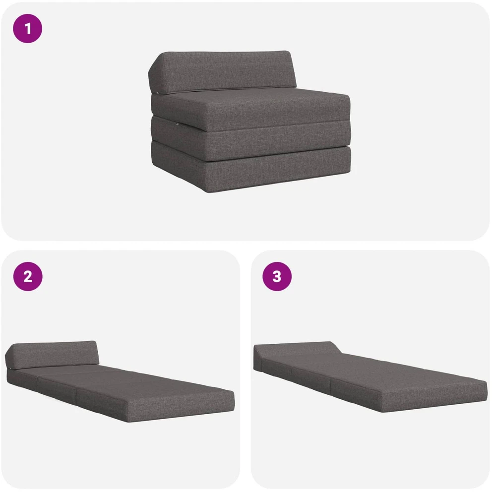 Sofa Sulankstomas Sofos Lova Šviesiai pilka 200 x 70 x 10 cm Audinys