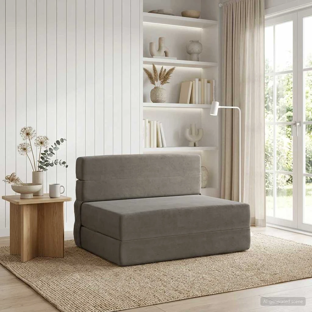 Sofa Sulankstomas Sofos Lova Šviesiai pilka 100 x 80 x 60 cm Audinys