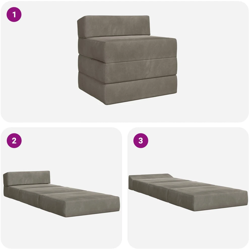 Sofa Sulankstomas Sofos Lova Šviesiai pilka 200 x 70 x 10 cm Aksomas