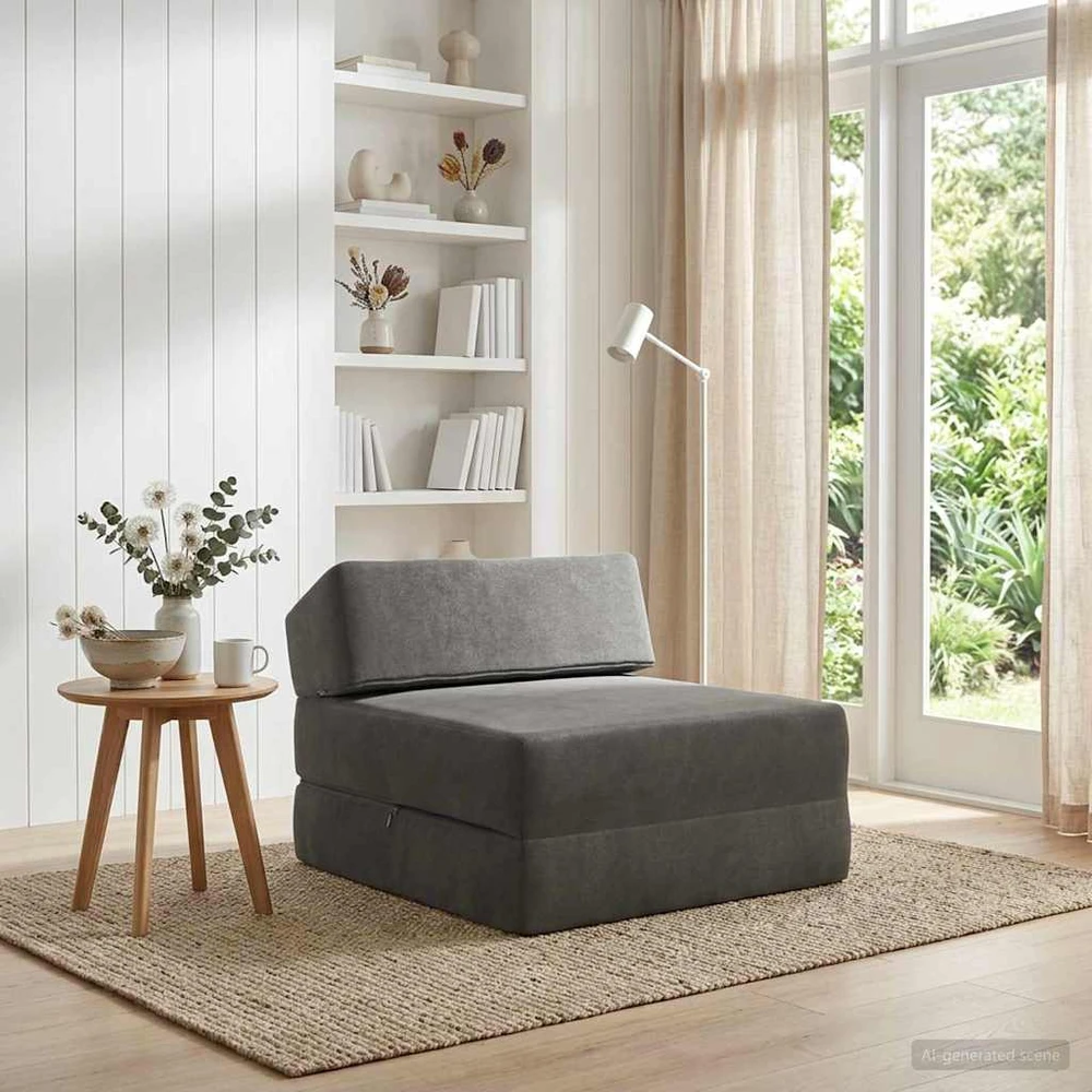 Sofa Sulankstomas Sofos Lova Tamsiai pilka 60 x 70 x 41 cm Audinys