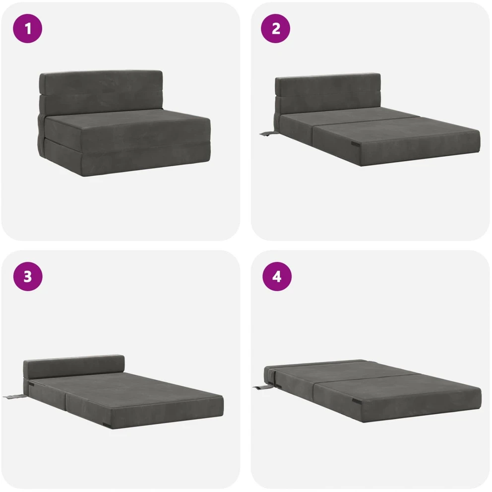 Sofa Sulankstomas Sofos Lova Tamsiai pilka 70 x 72 x 60 cm Audinys