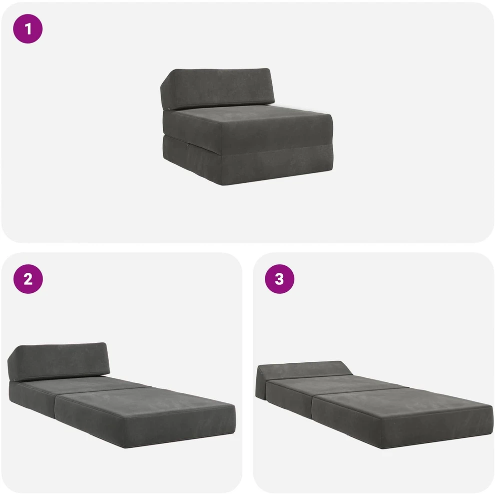 Sofa Sulankstomas Sofos Lova Tamsiai pilka 60 x 70 x 41 cm Audinys