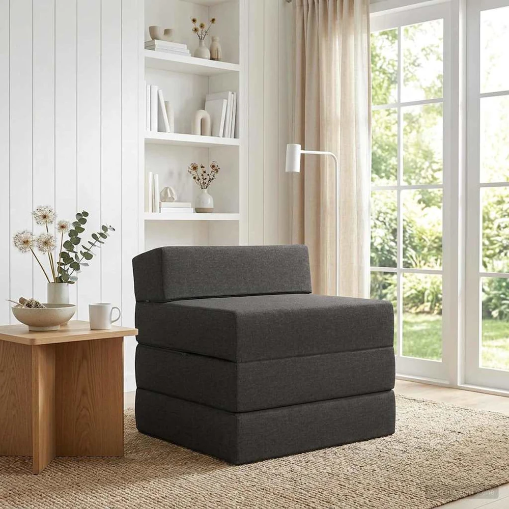Sofa Sulankstomas Sofos Lova Tamsiai pilka 200 x 70 x 15 cm Audinys