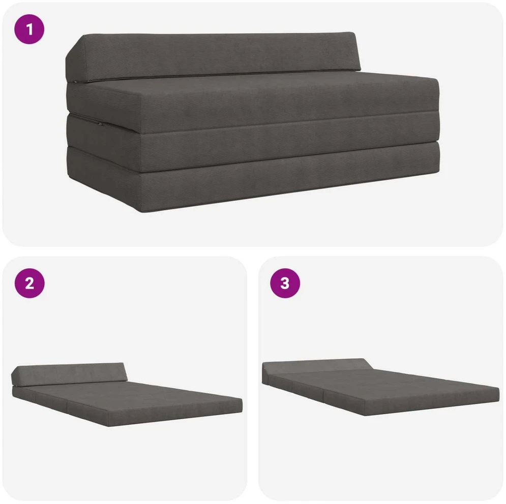 Sofa Sulankstomas Sofos Lova Tamsiai pilka 120 x 60 x 49 cm Audinys