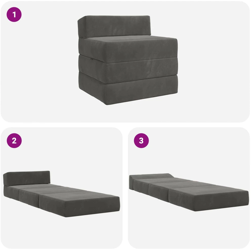 Sofa Sulankstomas Sofos Lova Tamsiai pilka 200 x 70 x 15 cm Aksomas