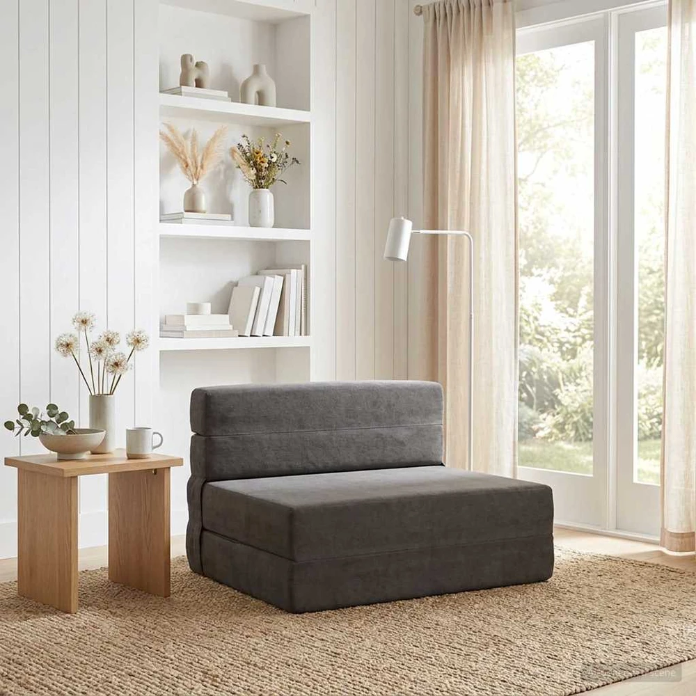 Sofa Sulankstomas Sofos Lova Tamsiai pilka 70 x 72 x 60 cm Audinys