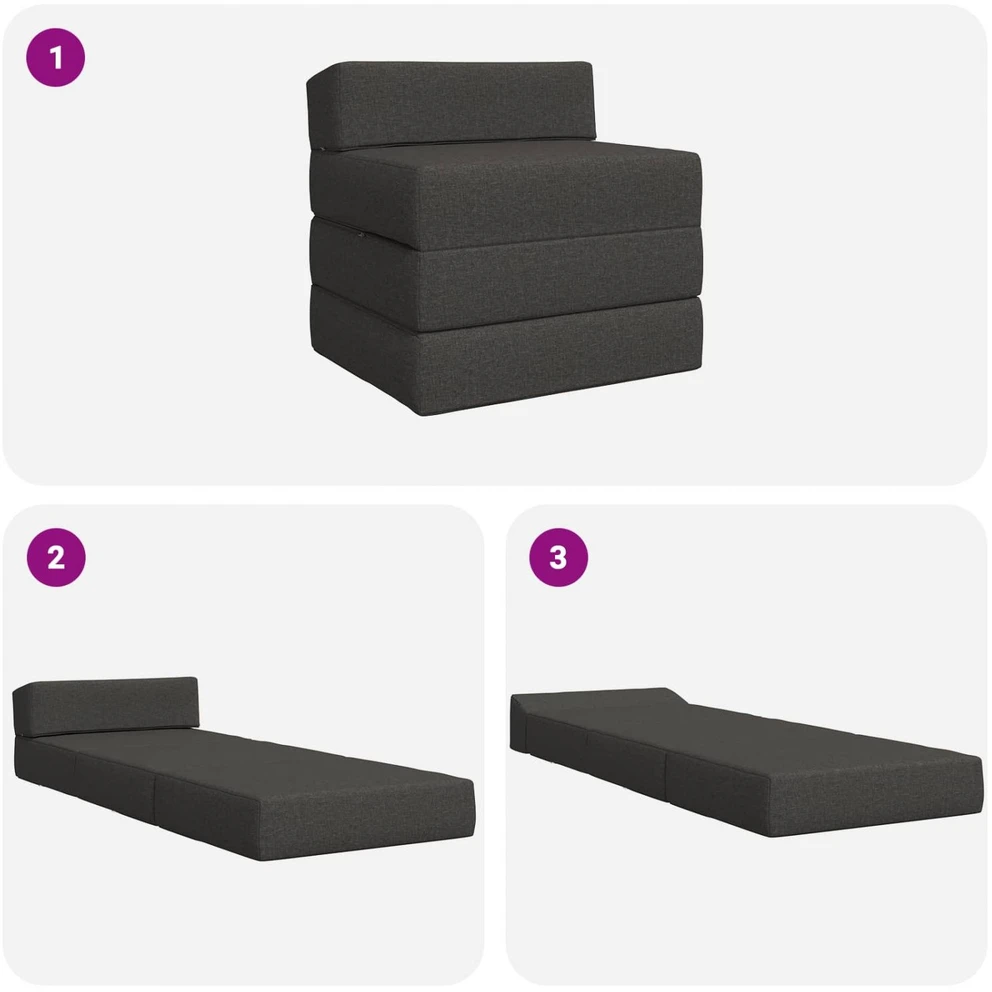 Sofa Sulankstomas Sofos Lova Tamsiai pilka 200 x 70 x 10 cm Audinys