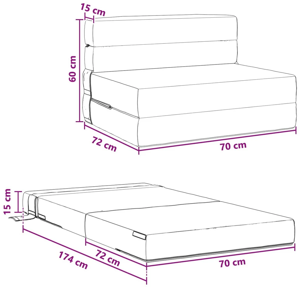 Sofa Sulankstomas Sofos Lova Tamsiai pilka 70 x 72 x 60 cm Audinys