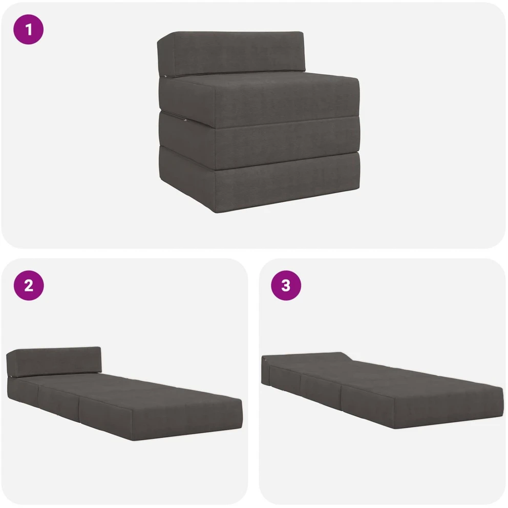 Sofa Sulankstomas Sofos Lova Tamsiai pilka 200 x 70 x 10 cm
