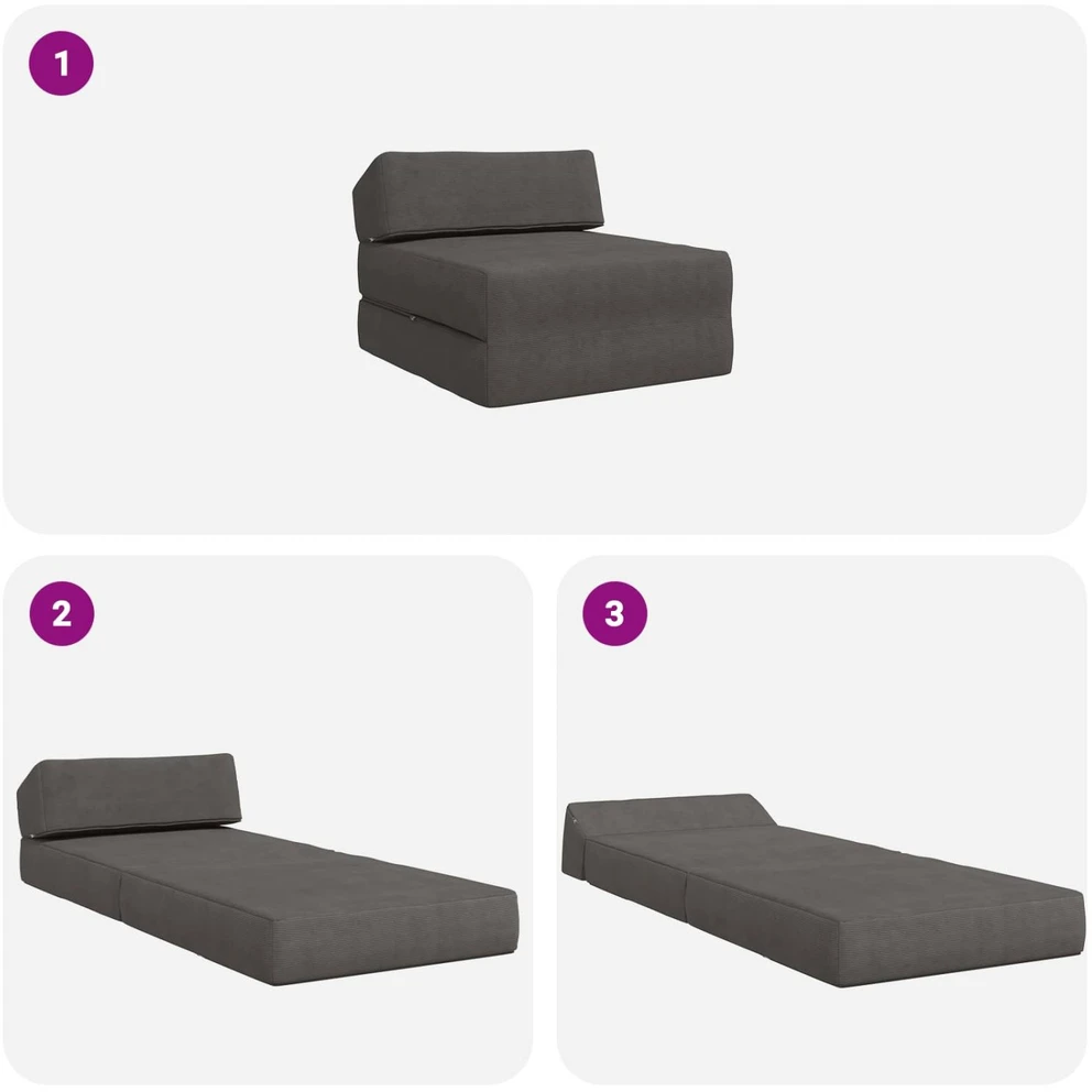 Sofa Sulankstomas Sofos Lova Tamsiai pilka 60 x 70 x 41 cm Audinys