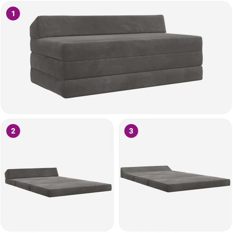 Sofa Sulankstomas Sofos Lova Tamsiai pilka 120 x 60 x 49 cm Audinys