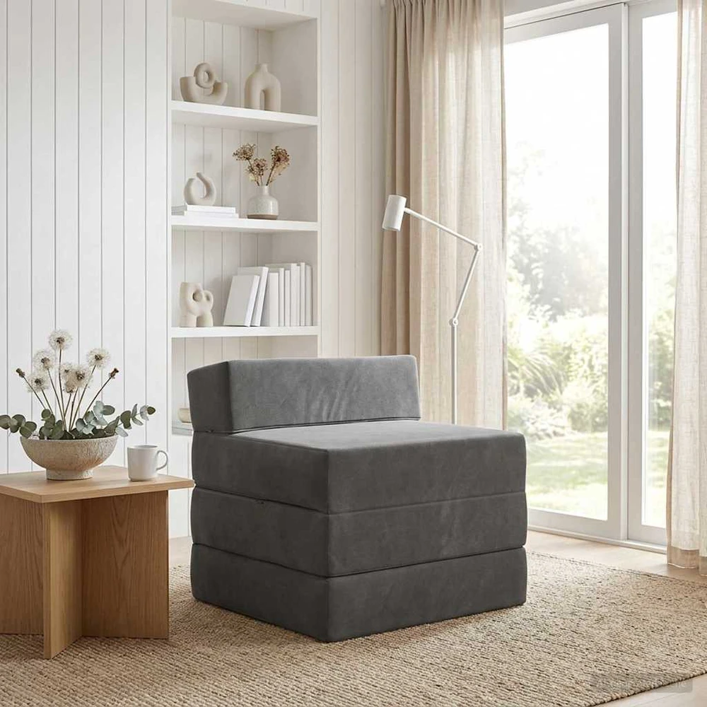 Sofa Sulankstomas Sofos Lova Tamsiai pilka 200 x 70 x 15 cm Aksomas