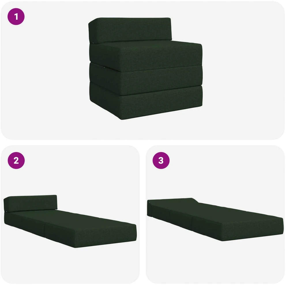 Sofa Sulankstomas Sofos Lova Tamsiai žalia 200 x 70 x 10 cm Audinys