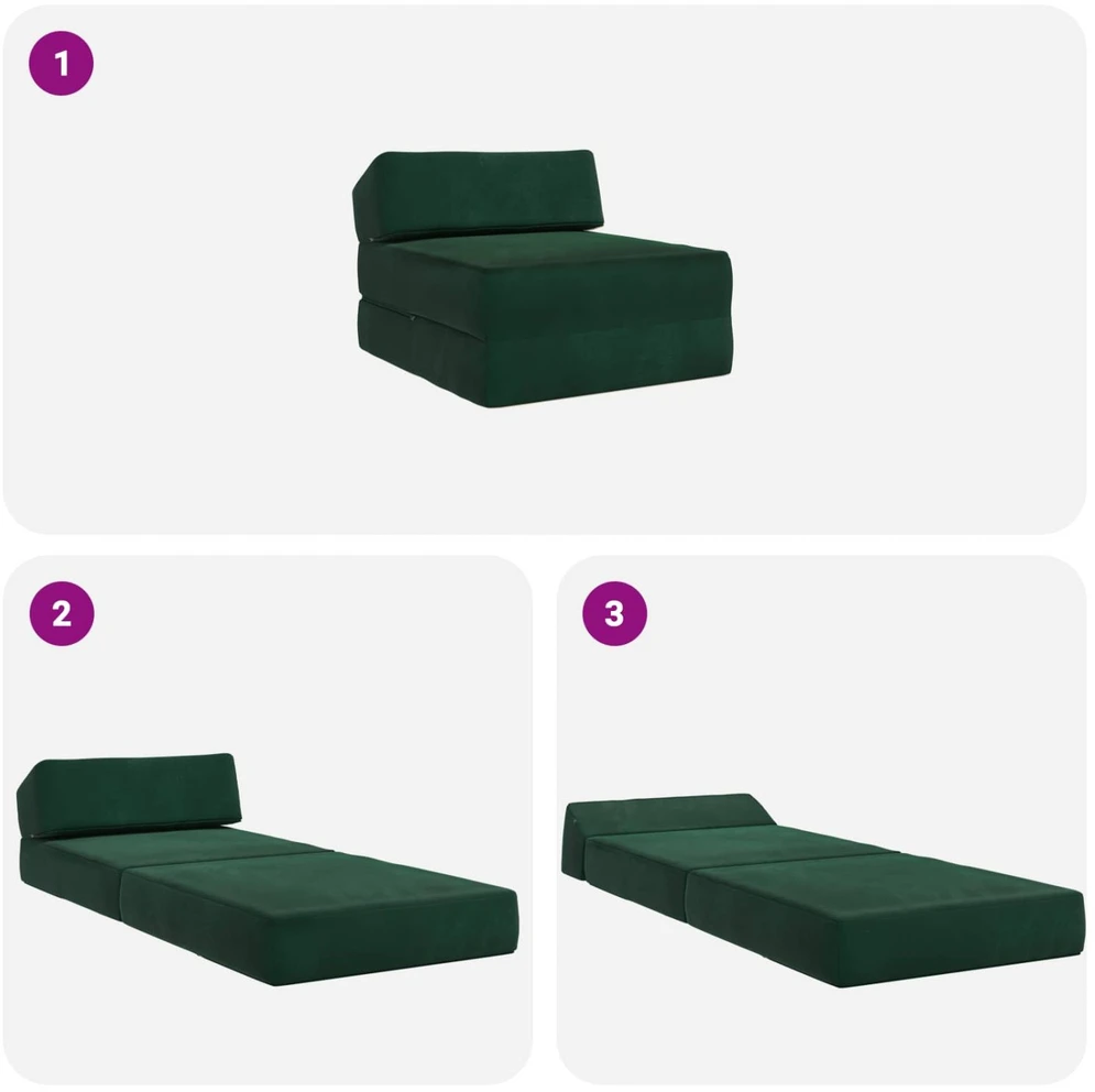 Sofa Sulankstomas Sofos Lova Tamsiai žalia 60 x 70 x 41 cm Audinys