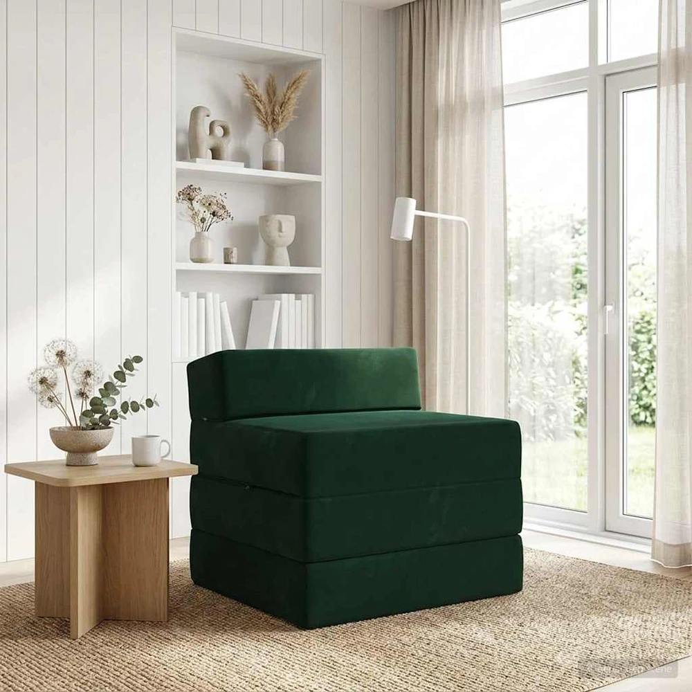 Sofa Sulankstomas Sofos Lova Tamsiai žalia 200 x 70 x 15 cm Aksomas