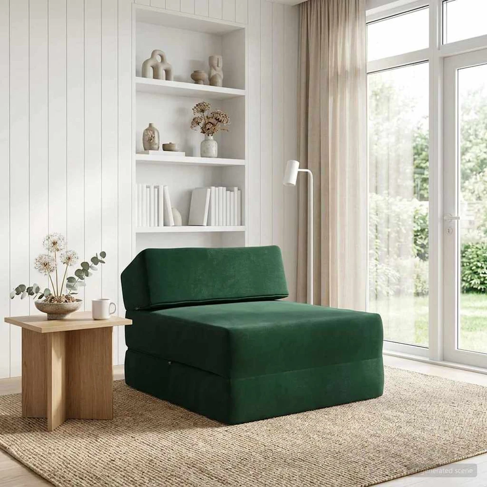 Sofa Sulankstomas Sofos Lova Tamsiai žalia 60 x 70 x 41 cm Audinys