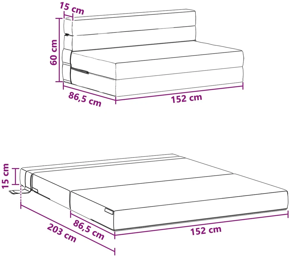 Sofa Sulankstomas Sofos Lova Tamsiai žalia 152 x 86,5 x 60 cm