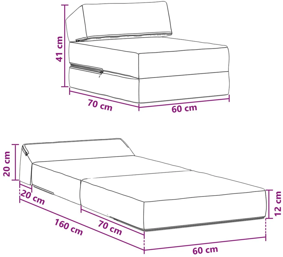 Sofa Sulankstomas Sofos Lova Tamsiai žalia 60 x 70 x 41 cm Audinys