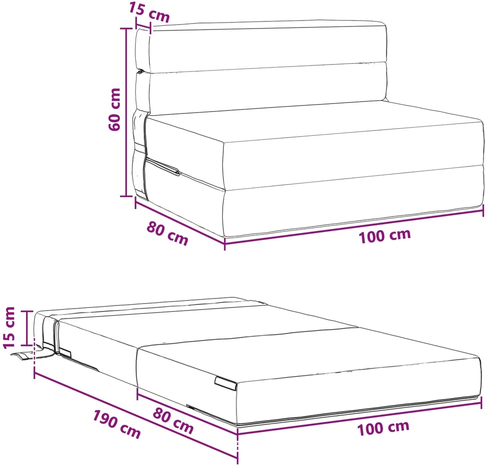 Sofa Sulankstomas Sofos Lova Žalias pilkas 100 x 80 x 60 cm Audinys