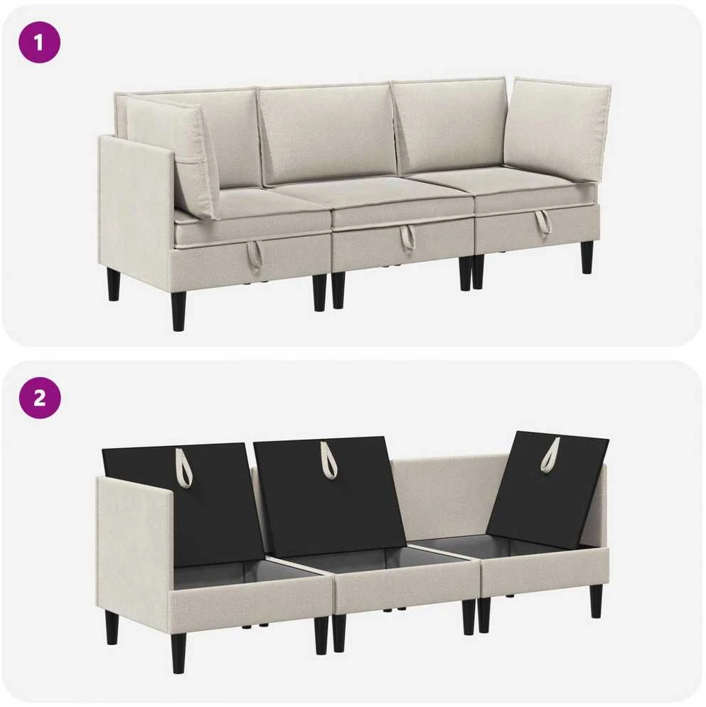 Sofa Svetainės baldų komplektas 3 vnt. Avižinė Audinys