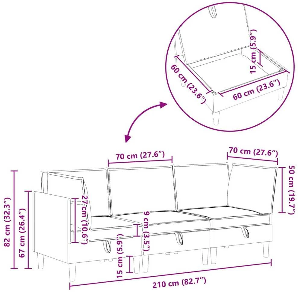 Sofa Svetainės baldų komplektas 3 vnt. Avižinė Audinys