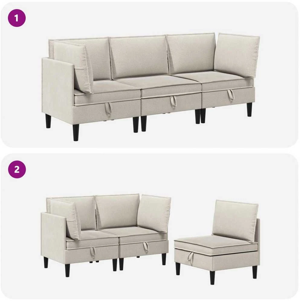 Sofa Svetainės baldų komplektas 3 vnt. Avižinė Audinys