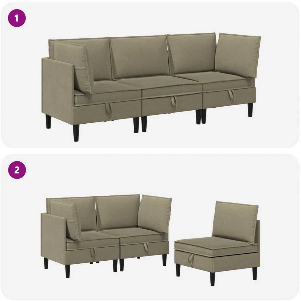 Sofa Svetainės baldų komplektas 3 vnt. Chaki Audinys