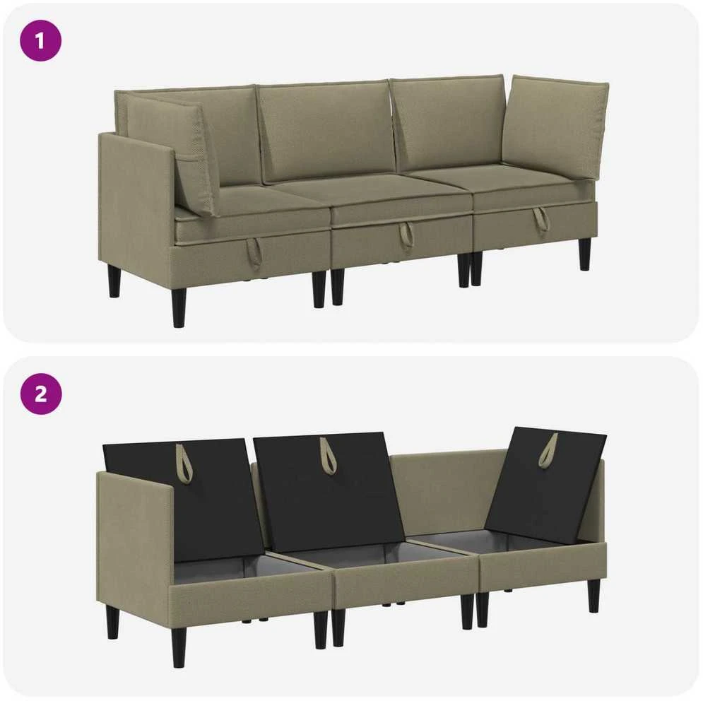 Sofa Svetainės baldų komplektas 3 vnt. Chaki Audinys