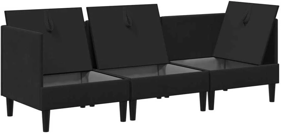Sofa Svetainės baldų komplektas 3 vnt. Juoda Audinys