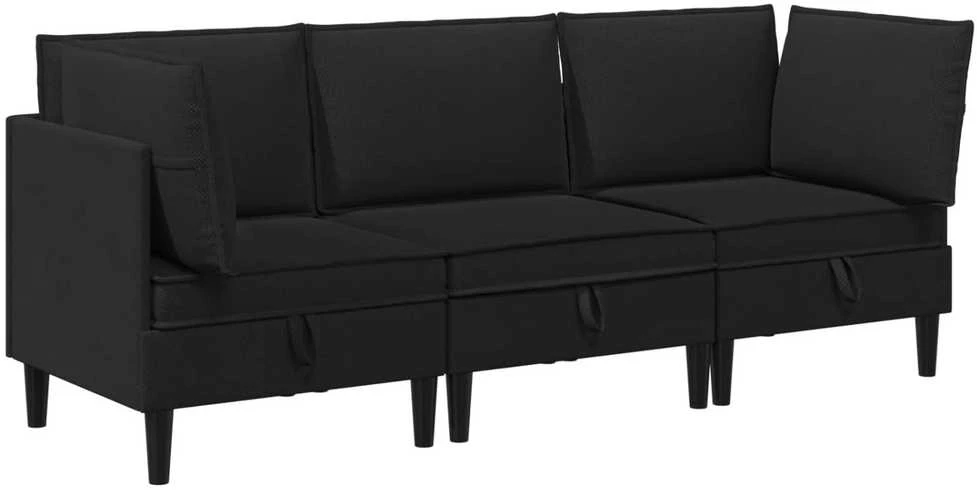 Sofa Svetainės baldų komplektas 3 vnt. Juoda Audinys