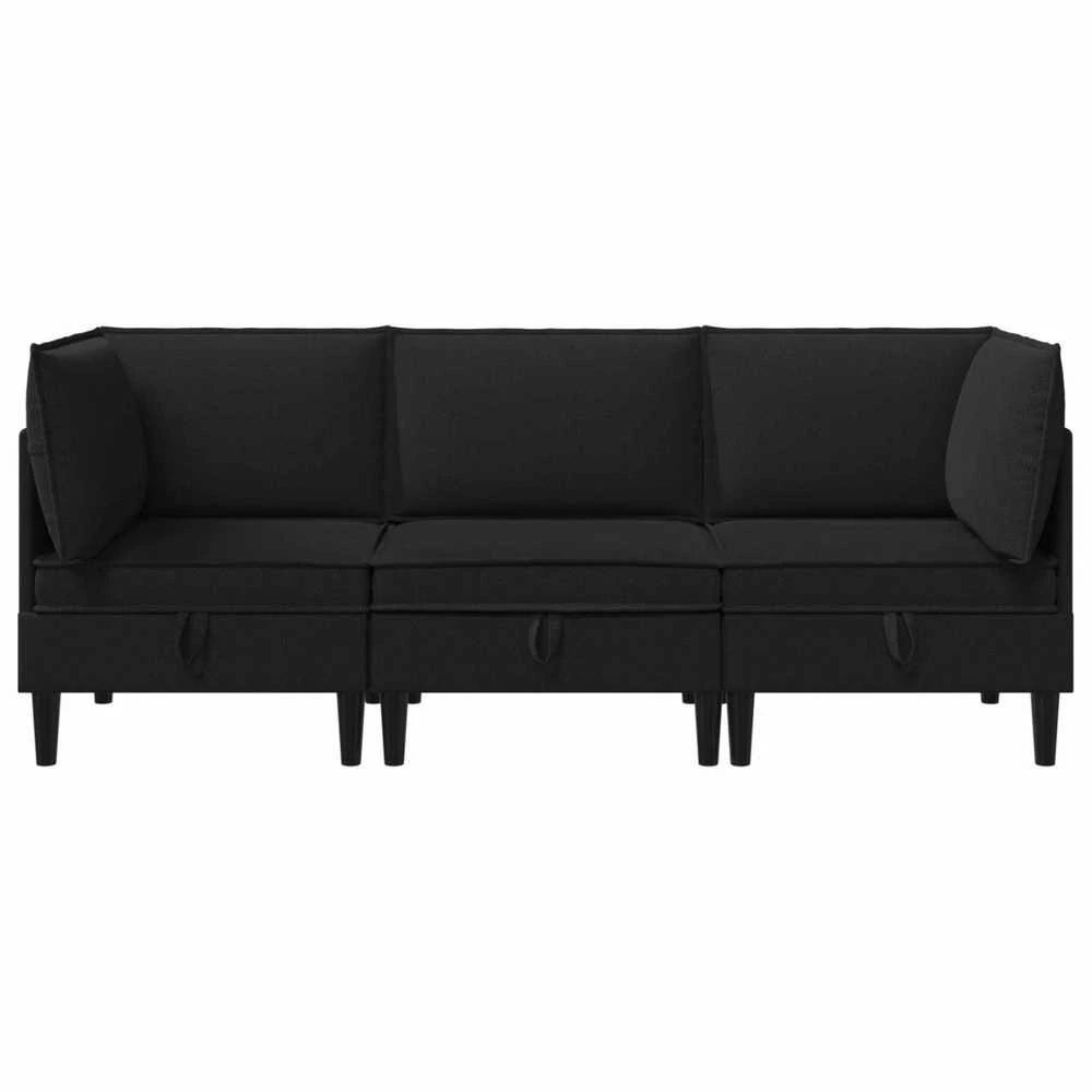 Sofa Svetainės baldų komplektas 3 vnt. Juoda Audinys