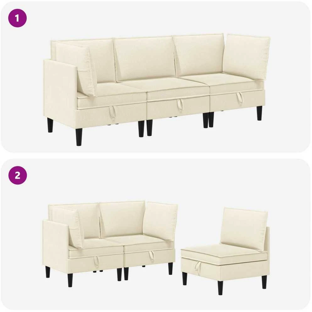 Sofa Svetainės baldų komplektas 3 vnt. Kreminė Audinys