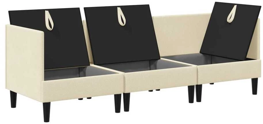Sofa Svetainės baldų komplektas 3 vnt. Kreminė Audinys
