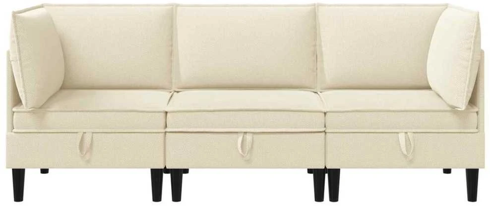 Sofa Svetainės baldų komplektas 3 vnt. Kreminė Audinys